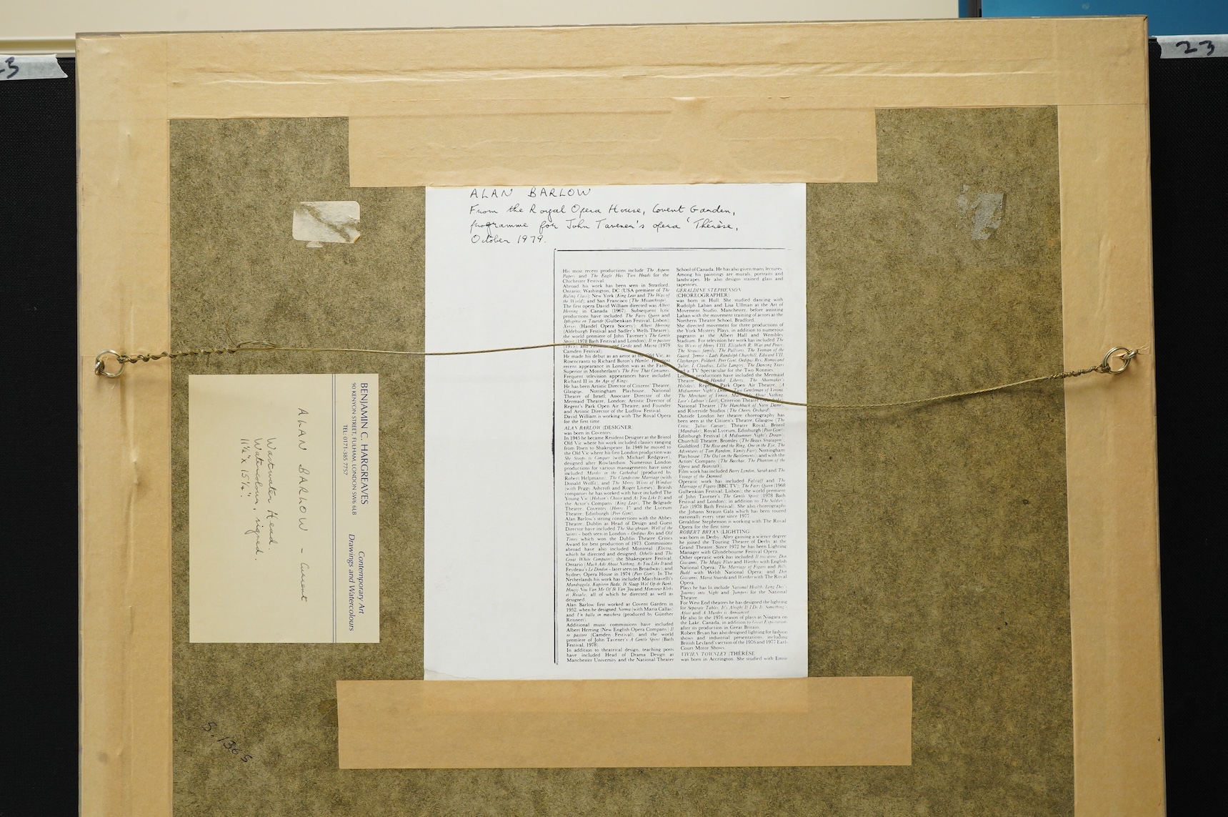 Alan Barlow (1926-2005), ‘Wastwater Head’, unsigned, label verso, watercolour, 28 x 38cm